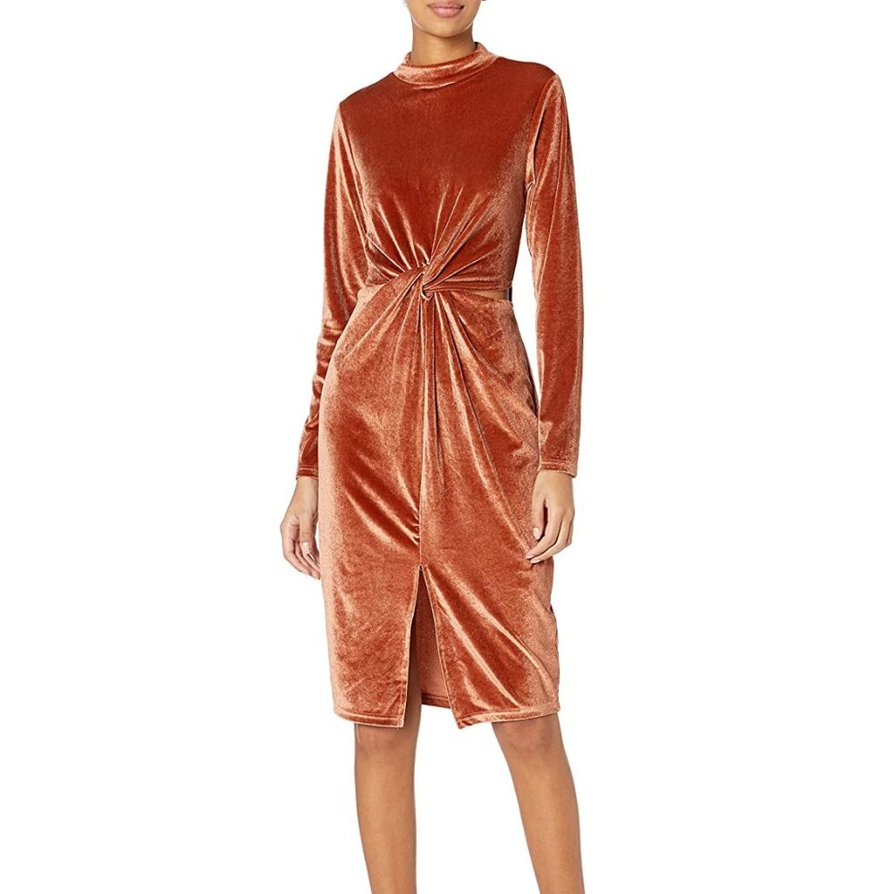 MINKPINK Canyon Velvet Twist Dress peach M